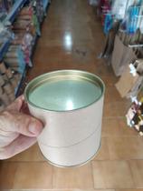 Tubo lata papel kraft tampa metal prata 10x10cm