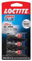 Tubo Super Glue Loctite Ultra Gel Minis Clear de 3x1g Tubo Super Glue Loctite Ultra Gel Minis Clear de 3x1g
