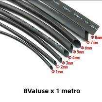 Tubo Termoencolhível Preto 8 Metros (Conjunto) 1-8mm² Isolamento Para Cabos Conector DIY Reparo Tubo Termoencolhível Preto 8 Metros (Conjunto) 1-8mm² Isolamento Para Cabos Conector DIY Reparo