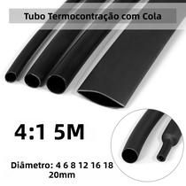 Tubo termorretrátil de 5m 4:1, com cola, tubo termoretrátil de parede dupla 4 6 8 12 16 18 20mm