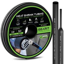 Tubo Termorretrátil GearIt 1/2 Polegada (15m) - Proporção 3:1 - Rolo Preto