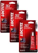 Tubo Threadlocker Loctite 263 Red de 6 ml, pacote com 3