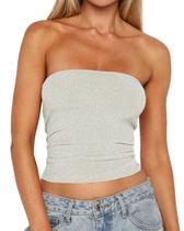 Tubo Top BAIGRAM Strapless Shimmer com revestimento duplo prateado Tubo Top BAIGRAM Strapless Shimmer com revestimento duplo prateado