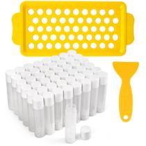 Tubos de protetor labial LotFancy 50 unidades de 5,5 ml transparentes com bandeja de enchimento