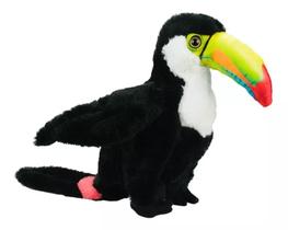 Tucano Preto Bico Colorido Realista 25cm - Pelúcia - Fofy Toys