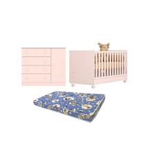 Tudo o que Seu Bebê Precisa P Dormir Bem Berço Americano Cômoda Doce Sonho e Colchão Ortobomqmovi