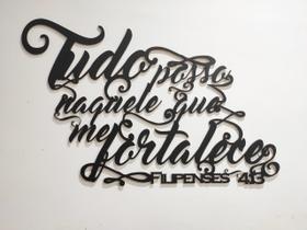 Tudo Posso Naquele Que Me Fortalece-Filipenses 4:13 60x38cm em Madeira MDF Aplique de Parede