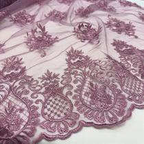 Tule Bordado Barrado Duplo Aurora 1,35m Vestidos de Festa Para Roupas Femininas Tule Bordado Barrado Duplo Aurora 1,35m Vestidos de Festa Para Roupas Femininas