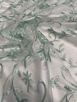 Tule Bordado Caminhos de Flor 1,30m Fios 3D Barrado Duplo Vestidos de Festa Tule Bordado Caminhos de Flor 1,30m Fios 3D Barrado Duplo Vestidos de Festa