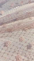 Tule bordado com paete e flores 3D na cor rose