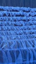 Tule com babados na cor azul serenity
