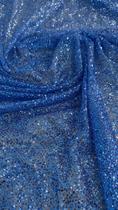 Tule com gliter cheio na cor azul serenty