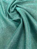 Tule com gliter prata na cor verde esmeralda