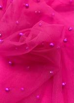 Tule com pérola na cor pink