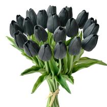 Tulipas artificiais Mandy's Black PU Faux Flowers 20 hastes Tulipas artificiais Mandy's Black PU Faux Flowers 20 hastes