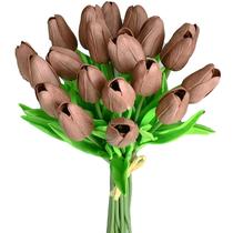 Tulipas artificiais Mandy's Brown PU Faux Flowers 20 hastes