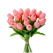 Tulipas artificiais Mandy's Coral PU Faux Flowers 20 hastes Tulipas artificiais Mandy's Coral PU Faux Flowers 20 hastes