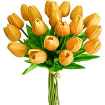 Tulipas artificiais Mandy's Gold PU Faux Flowers 20 hastes Tulipas artificiais Mandy's Gold PU Faux Flowers 20 hastes