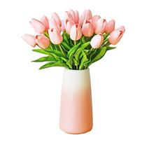Tulipas artificiais Mandy's Light Pink com vaso rosa gradiente Tulipas artificiais Mandy's Light Pink com vaso rosa gradiente