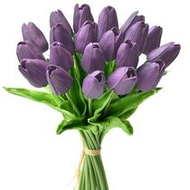 Tulipas artificiais Mandy's Purple PU Faux Flowers 20 hastes Tulipas artificiais Mandy's Purple PU Faux Flowers 20 hastes