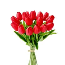 Tulipas artificiais Mandy's Red PU Faux Flowers 20 hastes 34cm Tulipas artificiais Mandy's Red PU Faux Flowers 20 hastes 34cm