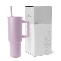 Tumbler moderno simples de 40 onças com alça e tampa de palha Reutilizável isolado de aço inoxidável viagem caneca de água copo de garrafa de água Presentes para homens, mulheres, mãe, pai da Coleção Trek 40oz Névoa de lavanda