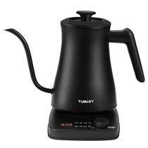 TUMIDY Gooseneck Electric Kettle Controle de Temperatura 1L 8 Predefinições Variáveis Despeje sobre a Chaleira de Café, Aquecimento Rápido de 1500W, Interior de Aço Inoxidável, Desligamento Automático Proteção Anti-seca Preto Fosco