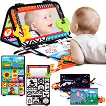Tummy Time Baby Mirror Toys Aboosam com livro de tecido enrugado
