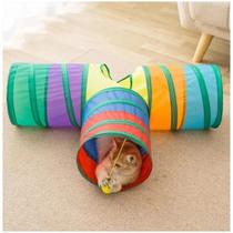 Túnel Bolinhas Pet Casinha Gato Dobrável Brinquedo Antiestresse Interativo Colorido Refúgio Diversão