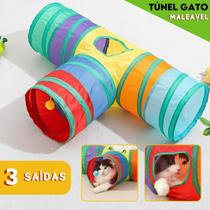 Tunel Brinquedo Labirinto Colorido Para Pets Dobrável Interativo C/ 3 Saídas