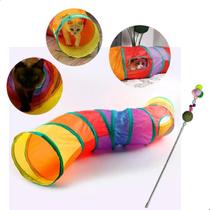 Túnel colorido com Varinha para gato brinquedo sino bolinha animais pequenos coelho cachorro 1,20m Túnel colorido com Varinha para gato brinquedo sino bolinha animais pequenos coelho cachorro 1,20m