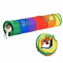 Túnel Colorido Para Gatos Dobrável 1,15m Com Bolinha Suspensa, Brinquedo Interativo Para Gato Pets Túnel Colorido Para Gatos Dobrável 1,15m Com Bolinha Suspensa, Brinquedo Interativo Para Gato Pets