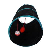 Túnel Dobravel Para Gatos Com Bolinha Interativo Reto Petlon Preto