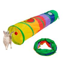 Túnel Para Gato Brinquedo Interativo Gatos Labirinto Dobrável Pet Colorido