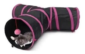 Túnel Pet Gato Cachorro Formato T Dobrável Nylon 3 Saídas Rosa Petlon