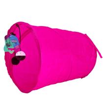Tunel Poliester Para Gatos Com Bolinhas Interativo 38Cm Rosa