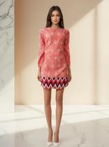 Túnica Bata Indiana Feminina Bordada Coral Algodão PK-2420