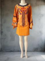 Túnica Bata Indiana Feminina Kimono Bordada Algodão PK-2407 Túnica Bata Indiana Feminina Kimono Bordada Algodão PK-2407