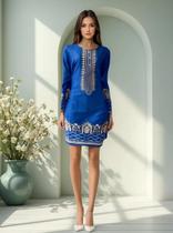 Túnica Bata Indiana Feminina Luxo Bordada Meia Estação PK-2439