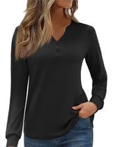 Túnica Blingfit Heleny de manga comprida com decote em V plus size 2GG preta Túnica Blingfit Heleny de manga comprida com decote em V plus size 2GG preta