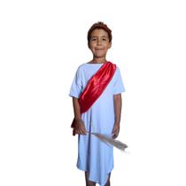 Tunica de Jesus Infantil Malha Cetim com Coroa em Tecido Trançado Tunica de Jesus Infantil Malha Cetim com Coroa em Tecido Trançado