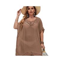 Túnica De Praia Em Crochê plus Size Para Mulheres, Vestido De Proteção Solar Para O Verão