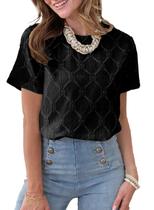 Túnica Dokotoo feminina de verão com ilhó de manga curta preta Túnica Dokotoo feminina de verão com ilhó de manga curta preta