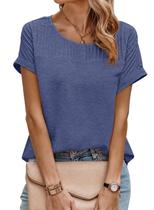 Túnica Dokotoo para mulheres, boné de manga curta, azul, tamanho M