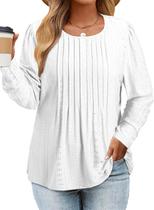 Túnica feminina Eytino, tamanho grande, manga comprida, 3 vezes branca