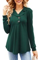 Túnica feminina Newchoice, modelagem folgada, manga comprida, verde escuro Túnica feminina Newchoice, modelagem folgada, manga comprida, verde escuro