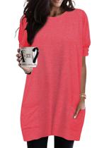 Túnica KISSMODA Summer para mulheres de manga curta com bolsos