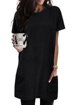 Túnica KISSMODA Summer para mulheres de manga curta com bolsos