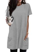 Túnica KISSMODA Summer para mulheres de manga curta com bolsos