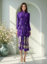 Túnica Longa Indiana Boho Feminina Luxo Bordada Roxo PK-2441